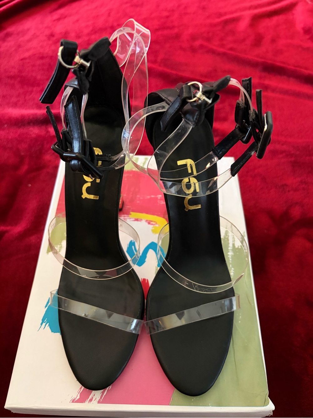 Black Sandals with Clear Straps - Women